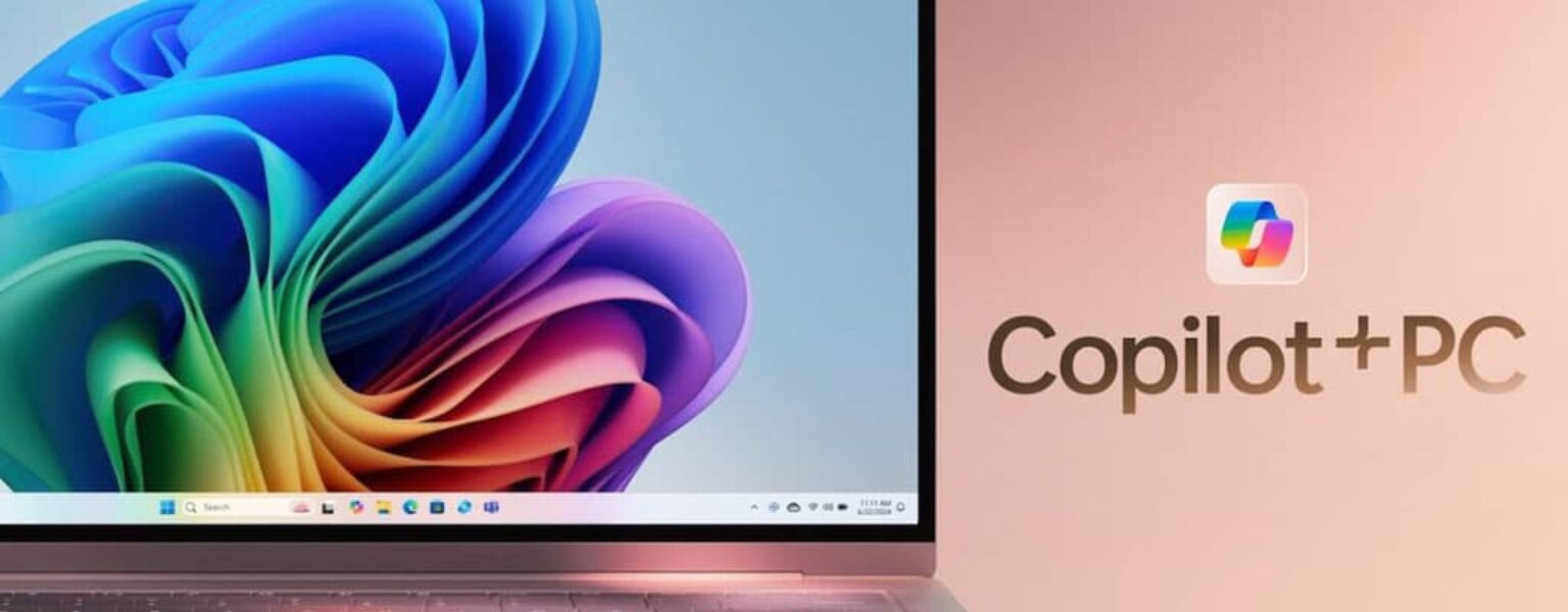 Copilot + PC Laptop with Copilot + PC logo